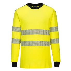   PW3 Modaflame Knit Hi-Vis FR hosszú ujjú póló PW_FR701YBRS Sárga/Fekete - S méret