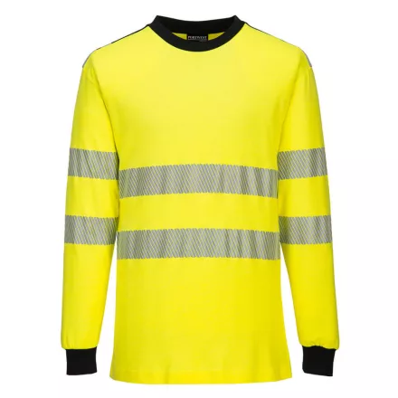 PW3 Modaflame Knit Hi-Vis FR hosszú ujjú póló PW_FR701YBRS Sárga/Fekete - S méret