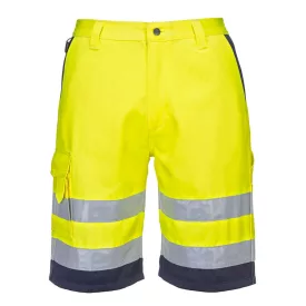   Hi-Vis könnyű poli-pamut rövidnadrág PW_L043YNRXL Sárga/Navy - XL méret