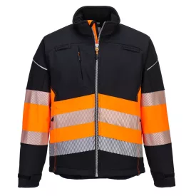   PW3 Hi-Vis Class 1 Softshell kabát (3L) PW_PW375BKOM Fekete/Narancs - M méret
