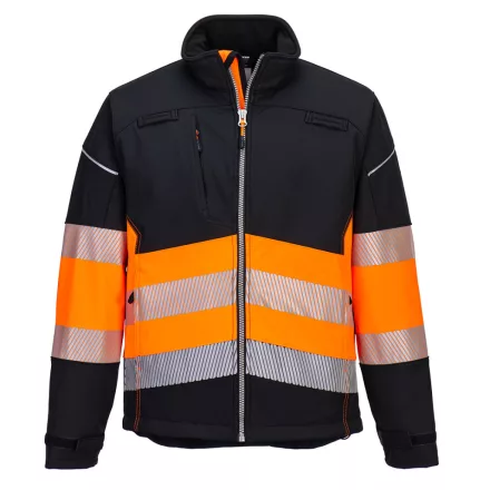 PW3 Hi-Vis Class 1 Softshell kabát (3L) PW_PW375BKOXL Fekete/Narancs - XL méret