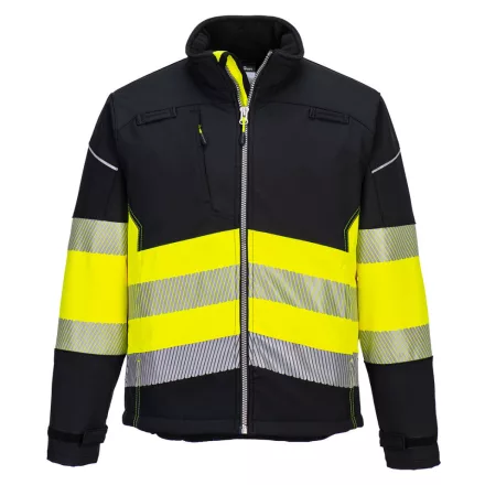 PW3 Hi-Vis Class 1 Softshell kabát (3L) PW_PW375BKYXL Fekete/Sárga - XL méret