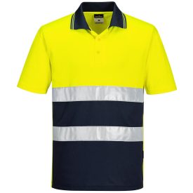   Hi-Vis Kéttónusú könnyű póló S/S  PW_S175YNR4XL Sárga/Navy - 4XL méret