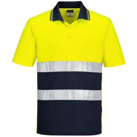 Hi-Vis Kéttónusú könnyű póló S/S  PW_S175YNRL Sárga/Navy - L méret
