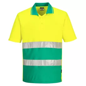   Hi-Vis Kéttónusú könnyű póló S/S  PW_S175YTRL Sárga/Kékeszöld - L méret