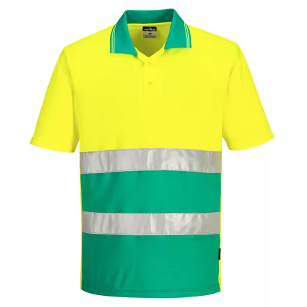 Hi-Vis Kéttónusú könnyű póló S/S  PW_S175YTRS Sárga/Kékeszöld - S méret