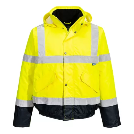 Hi-Vis kéttónusú bomber kabát  PW_S266YNRXXXL Sárga/Navy - XXXL méret
