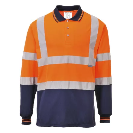 Kéttónusú hosszú ujjú pólóing PW_S279ONRL Narancs/Navy - L méret