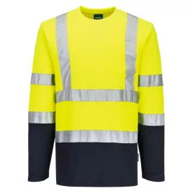   Kéttónusú, hosszú ujjú Cotton Comfort póló  PW_S280YNRL Sárga/Navy - L méret