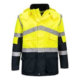   Hi-Vis kéttónusú lélegző kabát PW_S760YNR4XL Sárga/Navy - 4XL méret