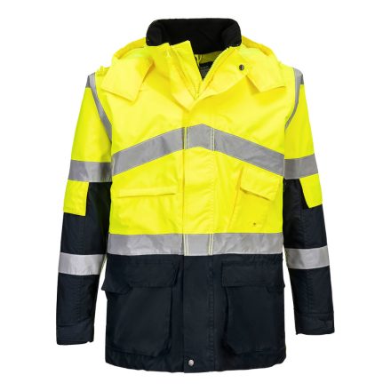 Hi-Vis kéttónusú lélegző kabát PW_S760YNRS Sárga/Navy - S méret