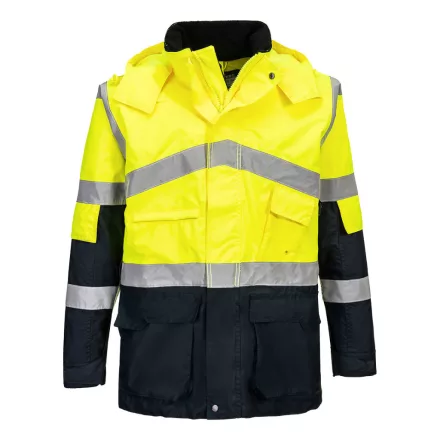 Hi-Vis kéttónusú lélegző kabát PW_S760YNRXXL Sárga/Navy - XXL méret