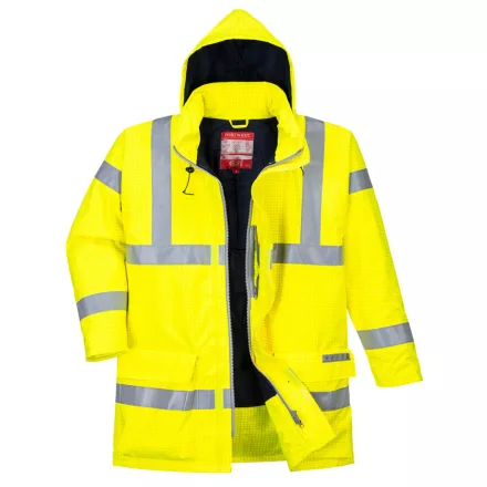Bizflame Rain Hi-Vis antisztatikus FR kabát PW_S778YER4XL Sárga - 4XL méret