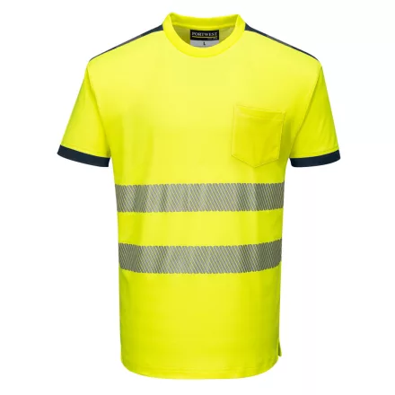PW3 Hi-Vis póló S/S PW_T181YNRL Sárga/Navy - L méret