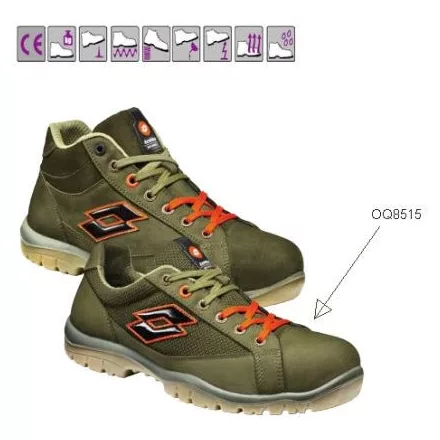 JUMP (S1P) félcipő (Q8515), khaki nubuk felső, szellőző betét, könnyű alumínium