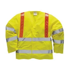 R473 Láthatósági dzseki piros Reflexite csíkokkal