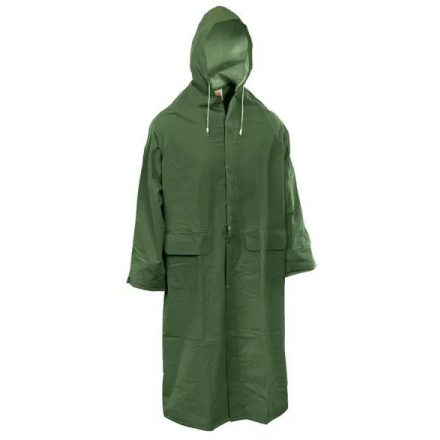 RAINFALL-G-M méret Hosszú PVC munkavédelmi esőkabát Zöld színben 