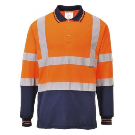 S279ONRS, S279-s Portwest, Kéttónusú hosszú ujjú póló  Narancs/Navy színben, méret: S