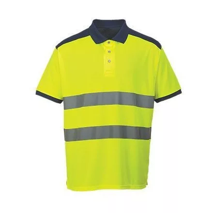 Hi-Vis kontraszt pólóing, normál fazon, sárga/tengerészkék színben, méret: XXXL