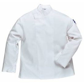   Portwest gasztro munkaruha Dorset fehér, patentos szakácskabát (séfkabát), hosszú ujjal S822