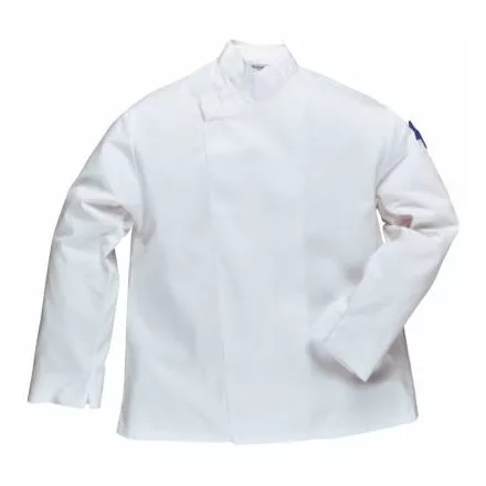 Portwest gasztro munkaruha Dorset fehér, patentos szakácskabát (séfkabát), hosszú ujjal S822
