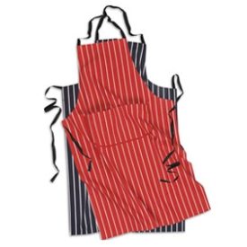   Portwest S855 henteskötény piros vagy kék alapon függőleges fehér csíkozással, mellzsebbel