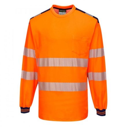 T185ONRS, PW3 Hi-Vis hosszú ujjú póló-T185, narancs/kék, S
