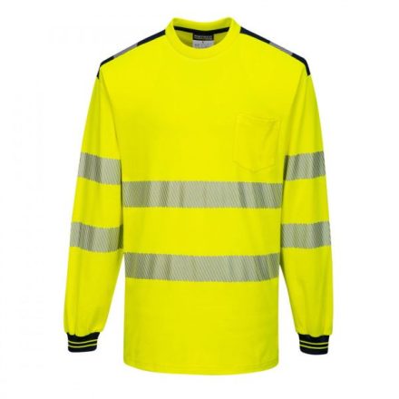 T185YBR5XL, PW3 Hi-Vis hosszú ujjú póló-T185, sárga/fekete, 5XL