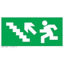 Menekülési út - balra fel lépcsőn UV tábla