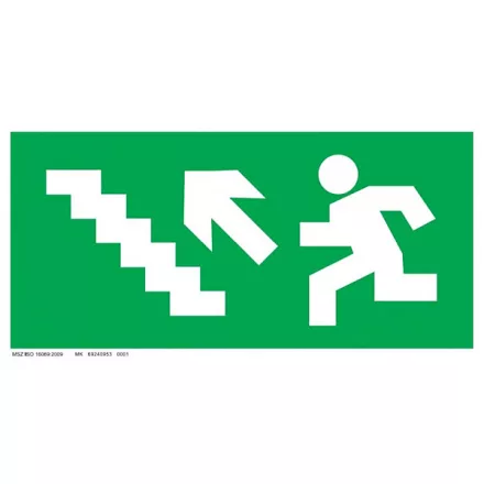 Menekülési út - balra fel lépcsőn UV tábla