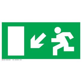 Menekülési út - balra le UV tábla