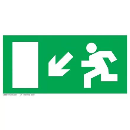 Menekülési út - balra le UV tábla