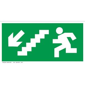 Menekülési út - balra le lépcsőn tábla UV tábla