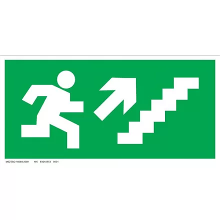 Menekülési út - jobbra fel lépcsőn UV tábla