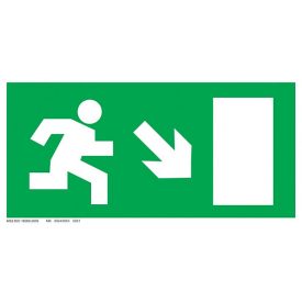 Menekülési út - jobbra le UV tábla