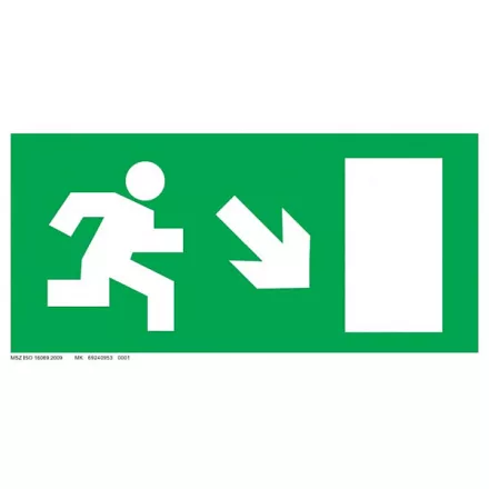 Menekülési út - jobbra le UV tábla