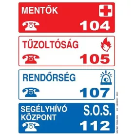   Után világítós segélyhívó, tűzvédelmi öntapadós tábla TB-00744