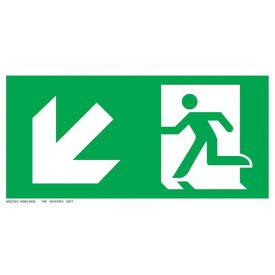 Menekülési út - balra le, ajtó jobb oldalon UV tábla