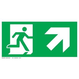 Menekülési út - jobbra fel, ajtó bal oldalon UV tábla