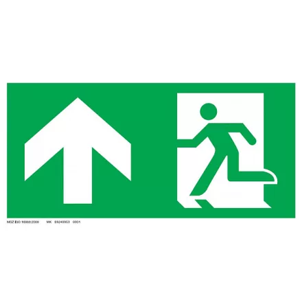 Menekülési út - fel, ajtó jobb oldalon UV tábla