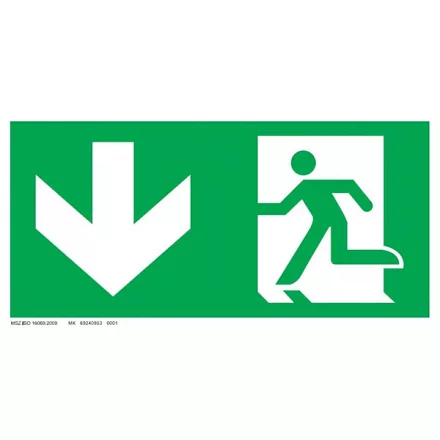 Menekülési út - le, ajtó jobb oldalon UV tábla