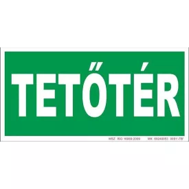   Tetőrér , után világítós menekülési útvonalat jelző öntapadós tábla TB-02710