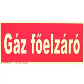 Gázfőelzáró tábla, utánvilágító TB-05950