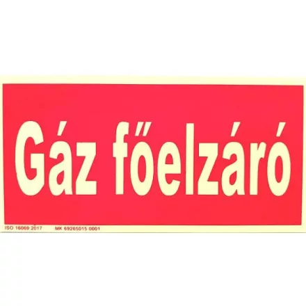 Gázfőelzáró tábla, utánvilágító TB-05950