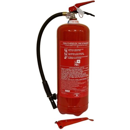 6 L-ES FLUORMENTES BELTÉRI HABBAL OLTÓ TŰZOLTÓ KÉSZÜLÉK ZSÍR- ÉS OLAJTÜZEKRE + FÉMFÜGGESZTŐ – OLTÁSTELJESÍTMÉNY 13A 75F (MOB)