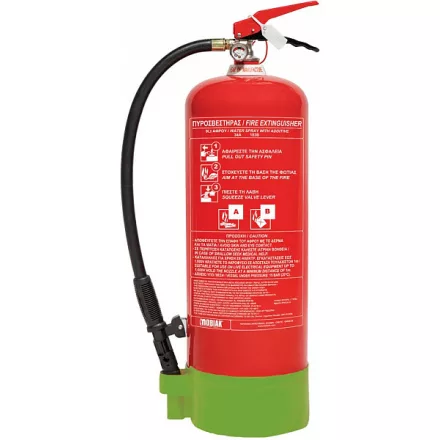6 L-ES FLUORMENTES KÖRNYEZETBARÁT, BELTÉRI HABBAL OLTÓ TŰZOLTÓ KÉSZÜLÉK + FÉMFÜGGESZTŐ – OLTÁSTELJESÍTMÉNY 27A 144B 25F (MOB)