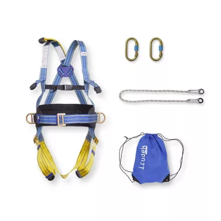Heveder szett Irudek Teide Light, Light 4 + 981 karabiner + Nexion 150 kötél, kék/fekete, S-M