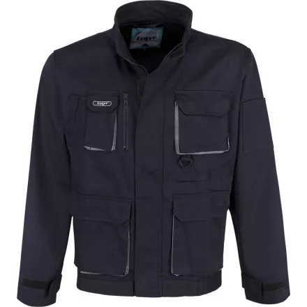 Munkakabát dzseki fazonú rejtett húzózáras nyolc zseb TOP016, sötétkék, S