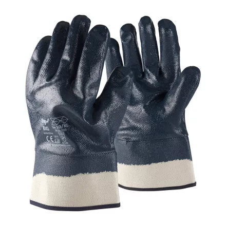 TOP BIG duplán nitril mártott védőkesztyű, erős kopásállóságú, kék, 10/XL