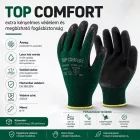 Védőkesztyű latex mártott poliészter TOP COMFORT, fekete/zöld, L